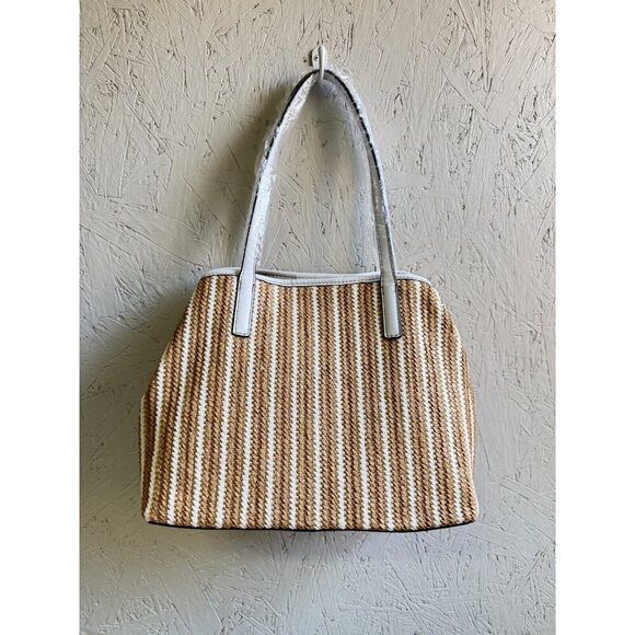 GUESS Vikky raffia faux-leather women's tote bag purse + cosmetic pouch 2 PIECE - Picture 6 of 11